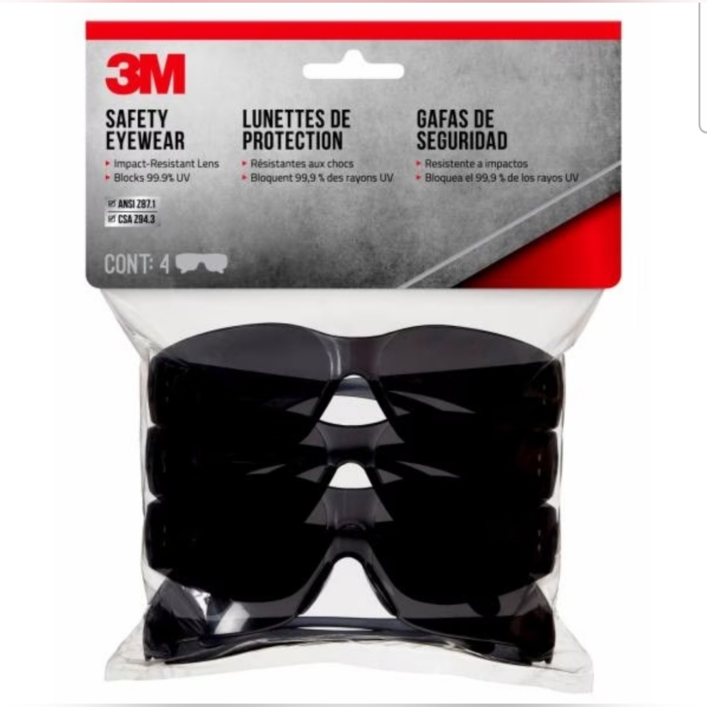 3M™ Safety Eyewear, Gray Frame, Gray lens 4pack
